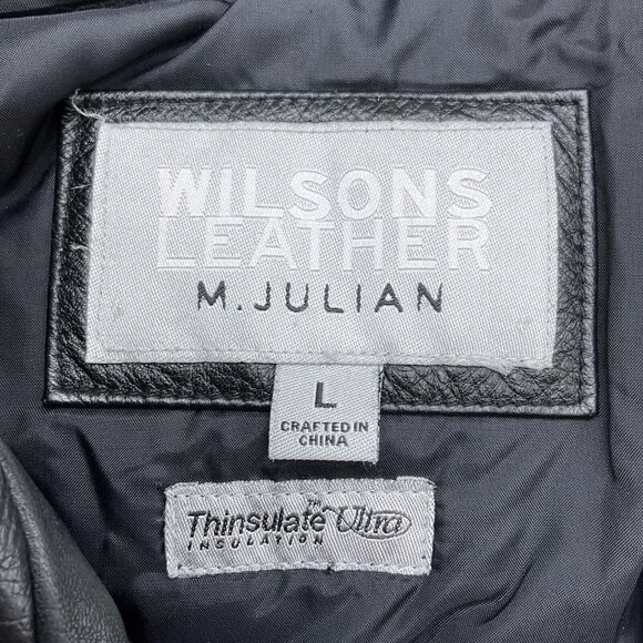 Wilsons M. Julian Jacket Men Large 48 Black Leather Zip Thinsulate Ultra 90s VTG - Picture 3 of 12